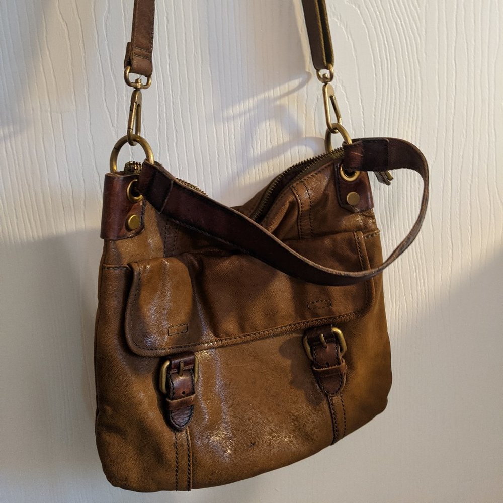 Fossil Crossbody Bag with Brass Accents